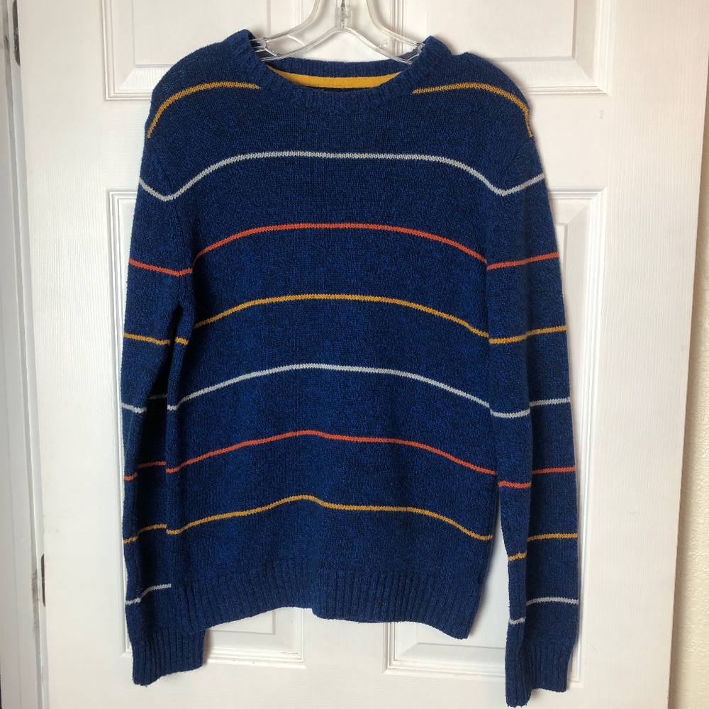 Royal Blue Striped Crew Neck Aeropostale Wool Blend Sweater
